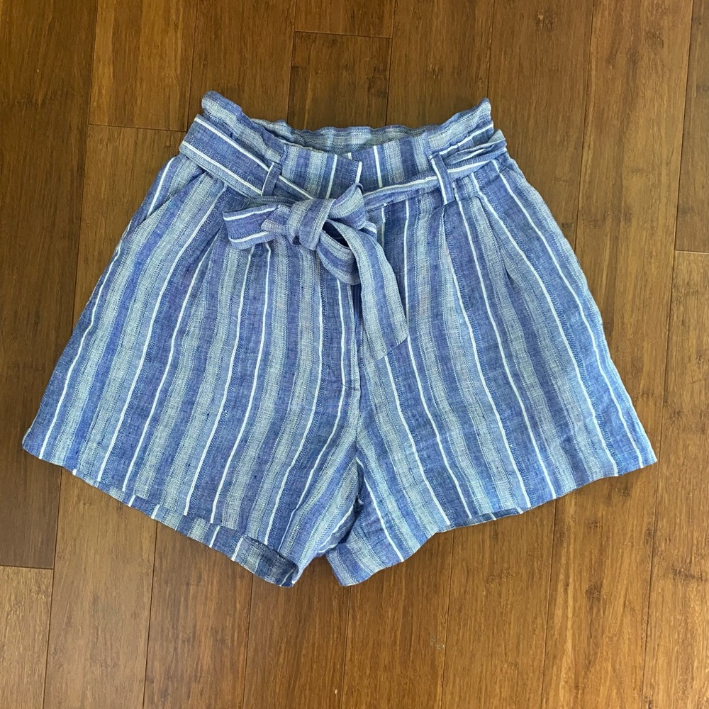 H&M Linen High Waist Shorts with Pockets